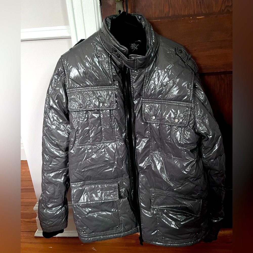 Ed Hardy Puffer Down Jacket Love Kills Slowly Embroidered  XL 2000s (Y2K) Style